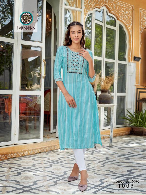 Aradhna Honey And Rose 1 Viscose Embroidery Kurti Collection